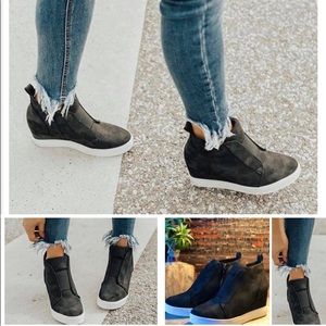 Black wedge zipper sneaker/bootie